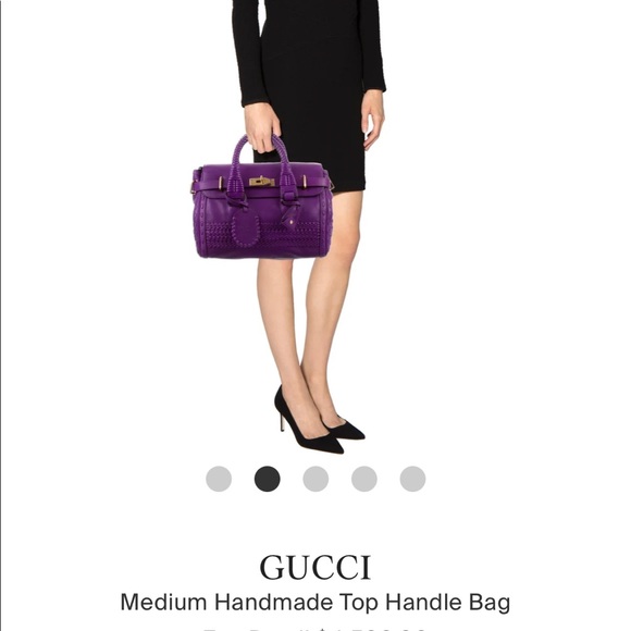 Violet purple leather gucci handmade top handle bag $3600 retail authentic - Picture 14 of 17